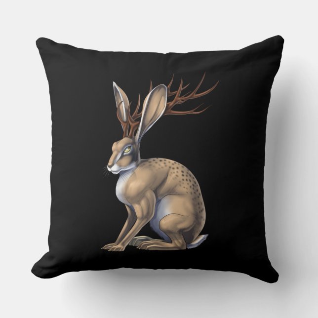 Cojín Decorativo Jackalope Cryptid Animal (Anverso)