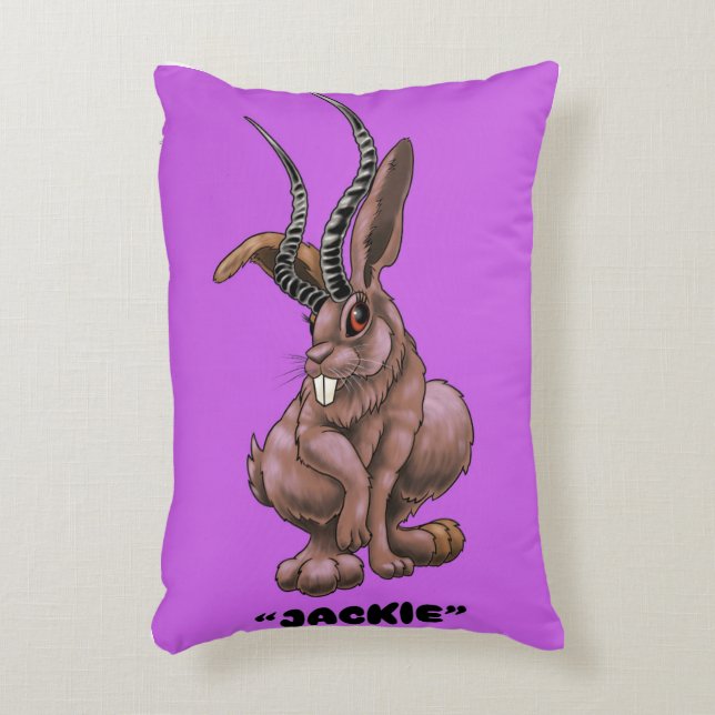 Cojín Decorativo Jackalope "Jackie" Cryptid (Frente (Vertical))
