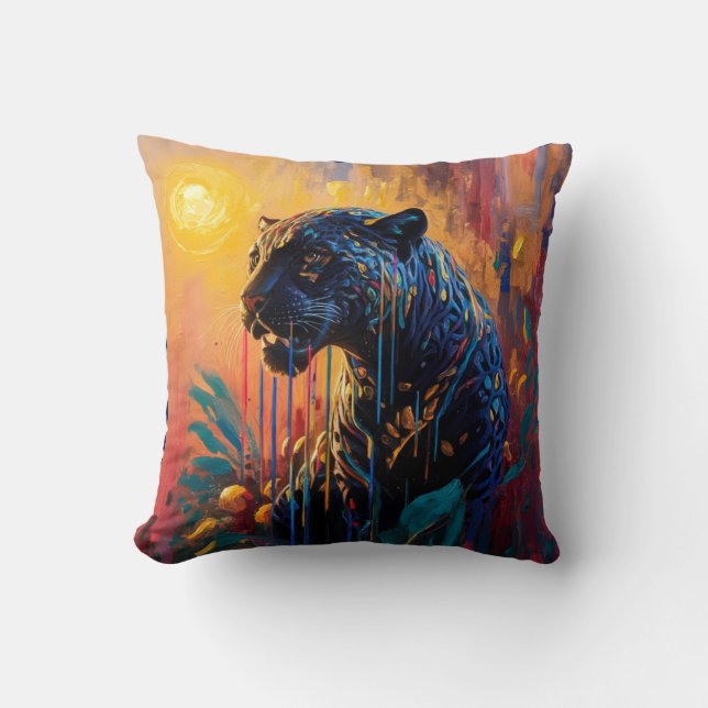 Cojín Decorativo Jaguar negro (Anverso)