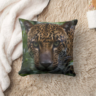 Cojín Decorativo Jaguar Ojo Verde En El Bosque,