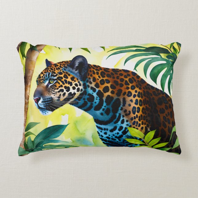 Cojín Decorativo Jaguar Selva Botánica (Anverso)