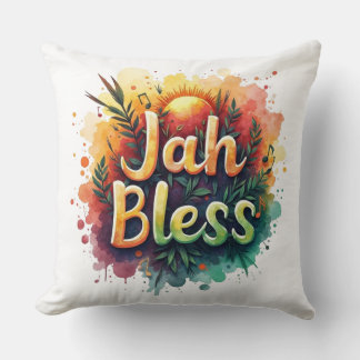 Cojín Decorativo Jah Bless Reggae Watercolor 