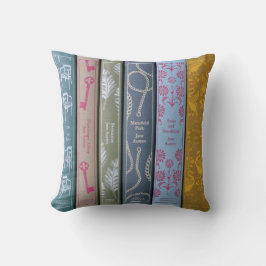 Cojín Decorativo Jane Austen por un lado y sus libros por el otro