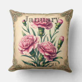 Cojín Decorativo January Carnation Birth Month Double Sided