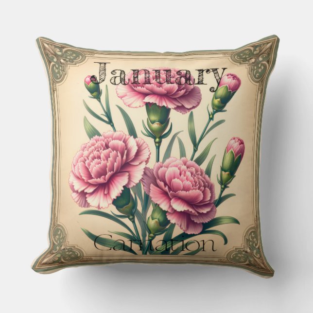 Cojín Decorativo January Carnation Birth Month Double Sided (Anverso)