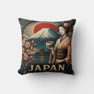 Cojín Decorativo Japan Mount Fuji Geisha Cherry Blossom Japanese