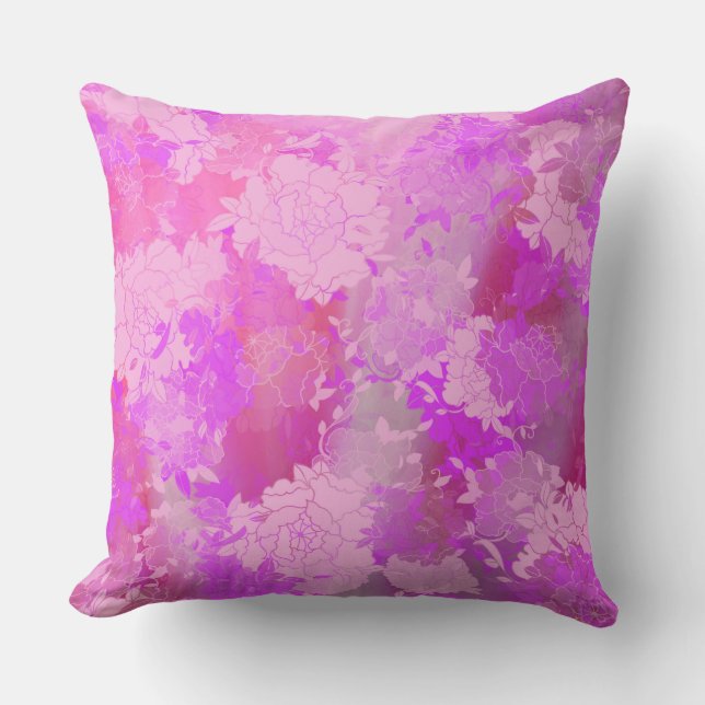 Cojín Decorativo Japanese flowers pink patterns (Anverso)