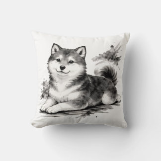 Cojín Decorativo 【Japanese Ink Puppy Throw Pillow】