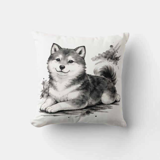 Cojín Decorativo 【Japanese Ink Puppy Throw Pillow】 (Anverso)