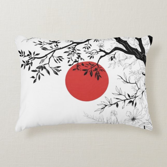 Cojín Decorativo Japanese Sun & Nature Brush Art (Anverso)