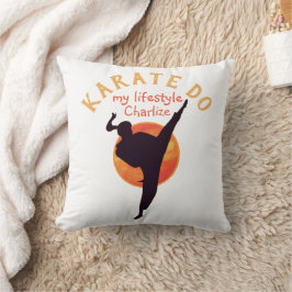 Cojín Decorativo Japón negro moderno karate Silhouette Martial Arts