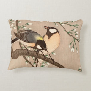 Cojín Decorativo Japonés asiático Ohara Koson pájaro carbonero pája