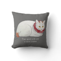 Cojín decorativo japonés blanco del arte del gato
