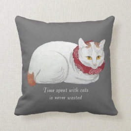 Cojín decorativo japonés blanco del arte del gato
