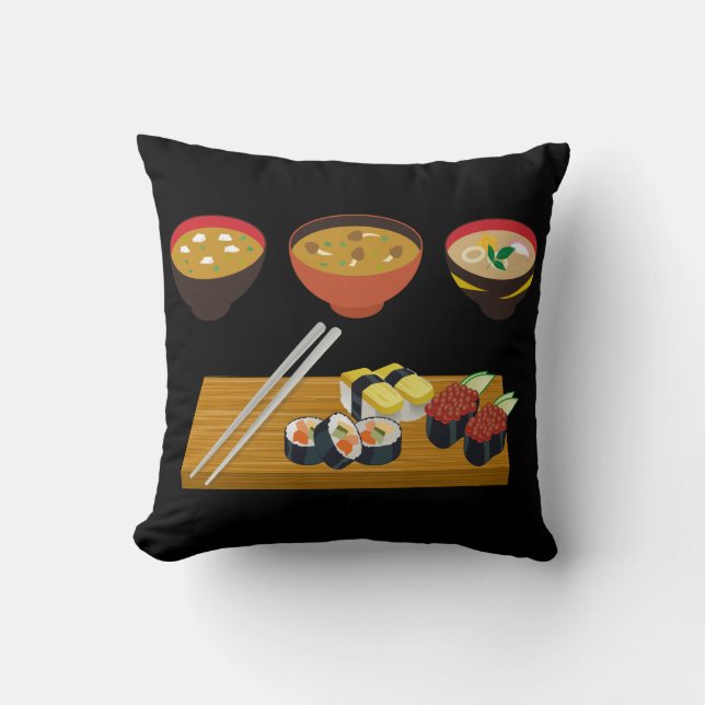 Cojín decorativo japonés de diseño de comidas (Anverso)