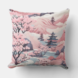 Cojín decorativo japonés rosa y gris
