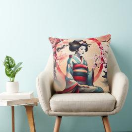 COJÍN DECORATIVO JAPONESA GEISHA MUJER BELLEZA CHERRY BLOSSOMS