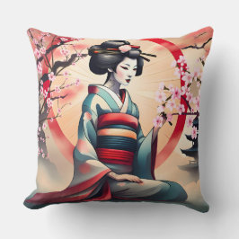 COJÍN DECORATIVO JAPONESA GEISHA MUJER BELLEZA CHERRY BLOSSOMS