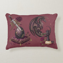 Cojín Decorativo Jaque mate de ajedrez de dragón gótico