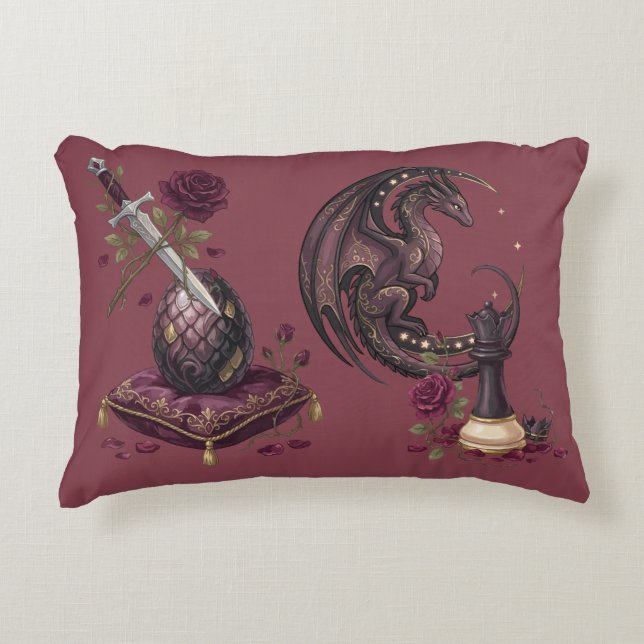 Cojín Decorativo Jaque mate de ajedrez de dragón gótico (Anverso)