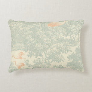 Cojín Decorativo Jardín asiático botánico con grulla de chinoiserie