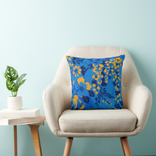Cojín Decorativo Jardín Azul Audaz – Patrón Floral Vibrante