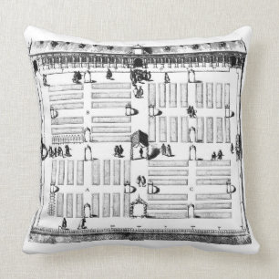 Cojín Decorativo Jardín botánico de Leiden (grabado) (foto de b/w)