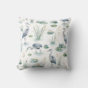 Cojín Decorativo Jardín Botánico de Nenúfares y Garzas Naturaleza C
