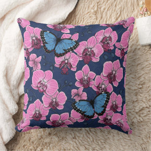 Cojín Decorativo Jardín Botánico de Orquídeas con Mariposas