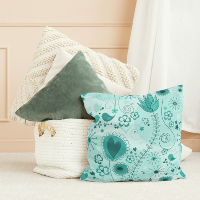 Cojín Decorativo Jardín caprichoso en el Pillow Verde azulado (Subido por el creador)