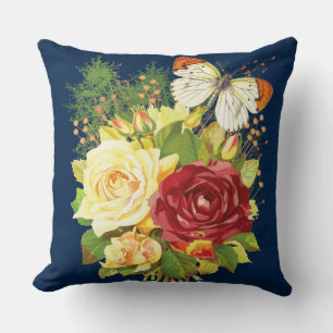 Cojín Decorativo Jardín colorido con Rosa y mariposa