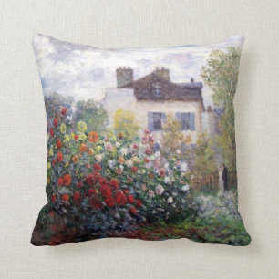 Cojín Decorativo Jardín colorido de dalias con Monet