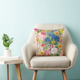 Cojín Decorativo Jardín Colorido de Flores - Almohadón Floral Boho