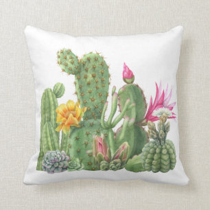 Cojín Decorativo Jardín de cactus suculentas acuarela Desierto