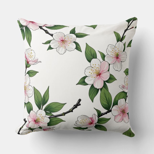 Cojín Decorativo Jardín de flores de cerezo (Anverso)