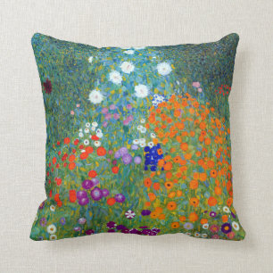 Cojín Decorativo Jardín de flores de Gustav Klimt