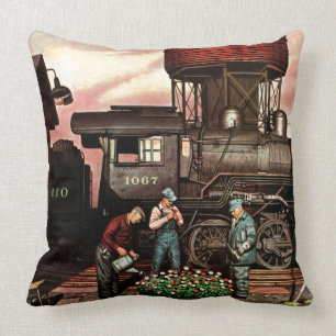 Cojín Decorativo Jardín de flores de la yarda del tren de Stevan