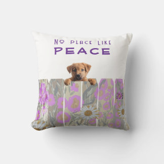 Cojín Decorativo Jardín de flores. Perrito pacífico Esperanza
