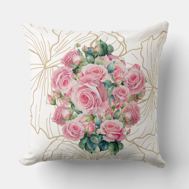 Cojín Decorativo Jardín de Flores Sonrojadas (Anverso)