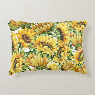 Cojín Decorativo Jardín de Girasoles Artísticos - Floral Vintage