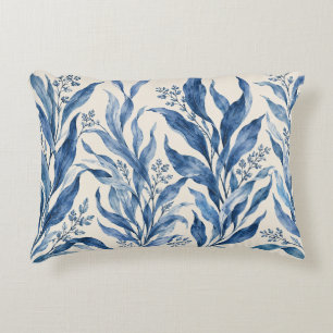 Cojín Decorativo Jardín de hojas botánicas azules