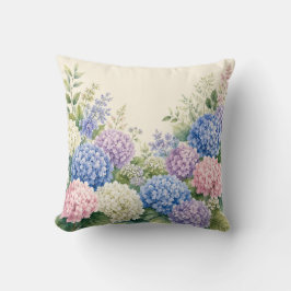 Cojín Decorativo Jardín de Hortensias Acuarela