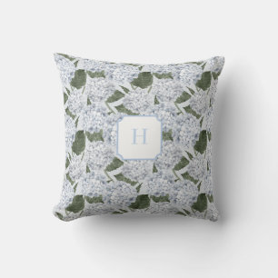 Cojín Decorativo Jardín de Hortensias Azules Monograma  