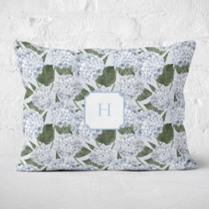 Cojín Decorativo Jardín de Hortensias Azules Monograma