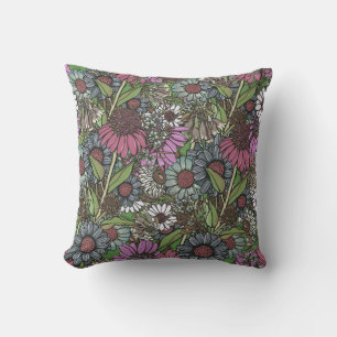 Cojín Decorativo Jardín de invierno de Flor Silvestre Retro