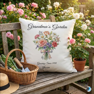 Cojín Decorativo Jardín de la Abuela Nombres Personalizados de Niet