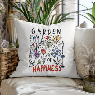 Cojín Decorativo Jardín de la Felicidad – Boceto Floral de París