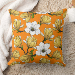 Cojín Decorativo Jardín de magnolia en amarillo