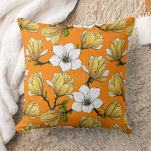 Cojín Decorativo Jardín de magnolia en amarillo