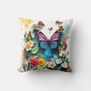 Cojín Decorativo Jardín de mariposas vibrante Diseño inspirado de